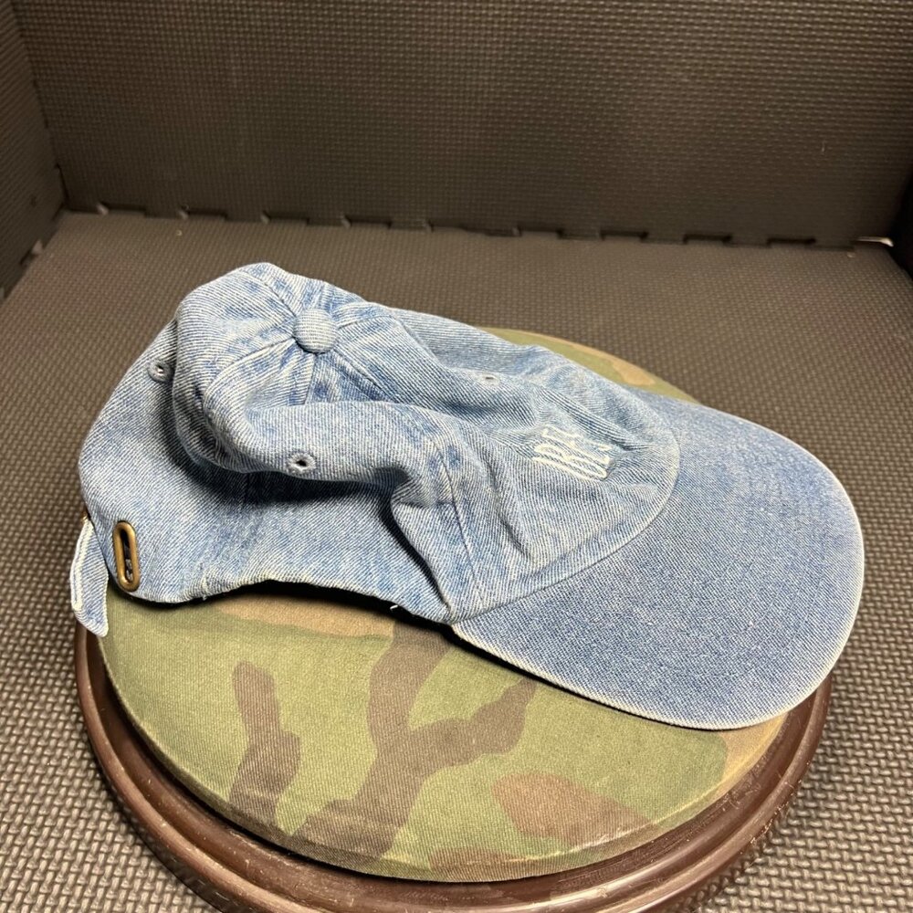 Vintage Denim Dad Hat With "Vibes" Embroidery Adjustable Strapback Cap Casual St - Picture 4 of 5